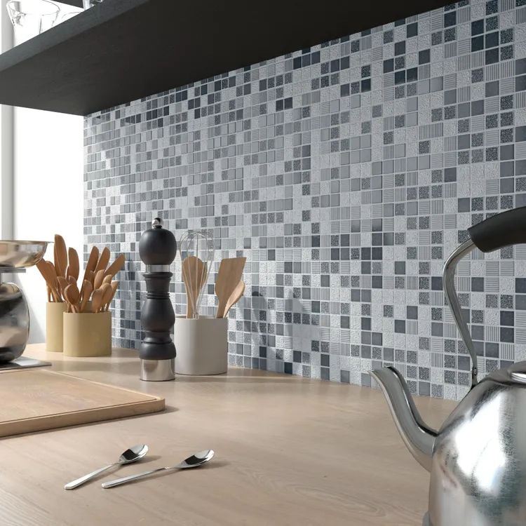 1 plaque de mosaïque sol / mur Mineral travertin effet pierreblanc, gris 30.5 x – Image 6